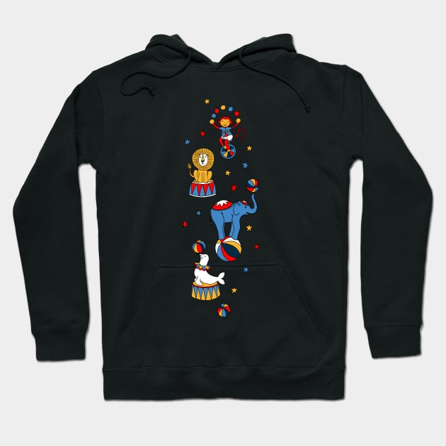 Little Circus Stars on Black Hoodie by micklyn